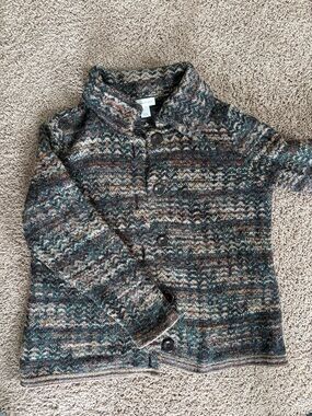 Christopher & Banks Multicolor Green Gray Brown Knit Cardigan